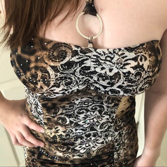 Body Central Dresses & Skirts - Rhinestone Leopard Party Dress
